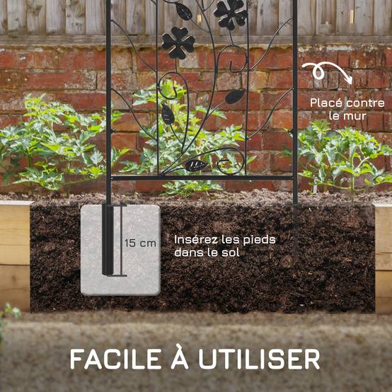 Lot 2 Treillis Jardin Métal Plantes Grimpantes Support Décoratif 38x98cm Noir - ComfortXL Outdoor Living - Image 7