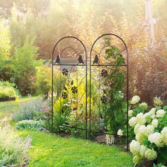 Lot 2 Treillis Jardin Métal Plantes Grimpantes Support Décoratif 38x98cm Noir - ComfortXL Outdoor Living - Image 4