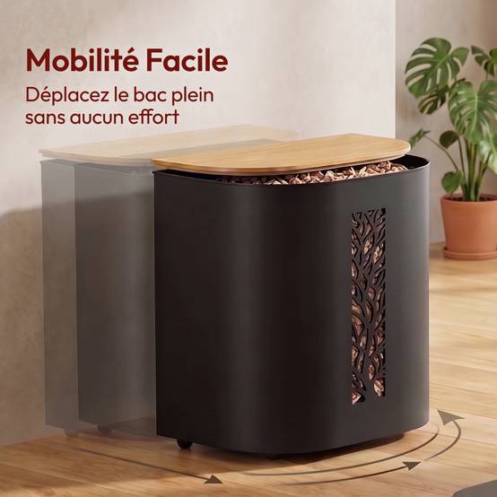 Réservoir Pellets & Granulés avec Roulettes, 30kg, Métal Noir CASABEL - Image 5