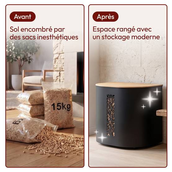 Réservoir Pellets & Granulés avec Roulettes, 30kg, Métal Noir CASABEL - Image 7