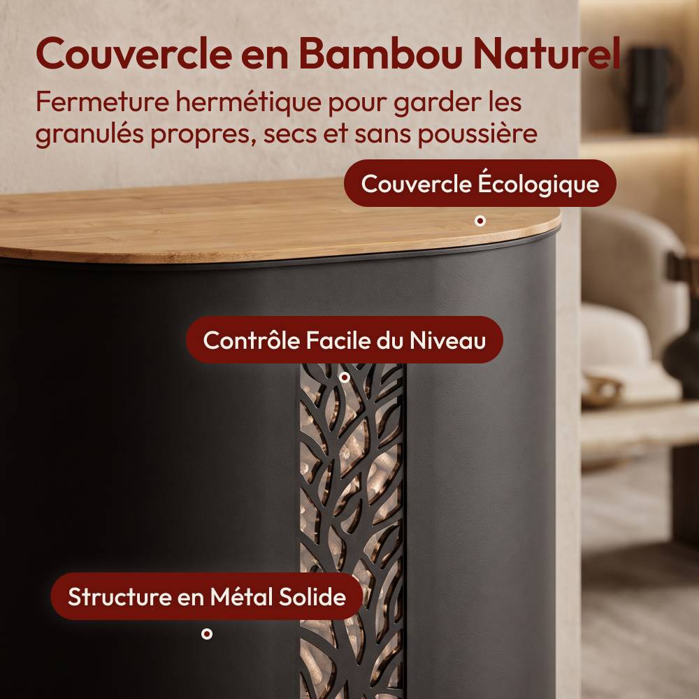 Réservoir Pellets & Granulés avec Roulettes, 30kg, Métal Noir CASABEL - Image 6