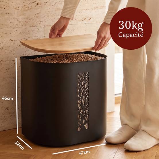 Réservoir Pellets & Granulés avec Roulettes, 30kg, Métal Noir CASABEL - Image 2