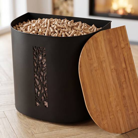 Réservoir Pellets & Granulés avec Roulettes, 30kg, Métal Noir CASABEL - Image 1