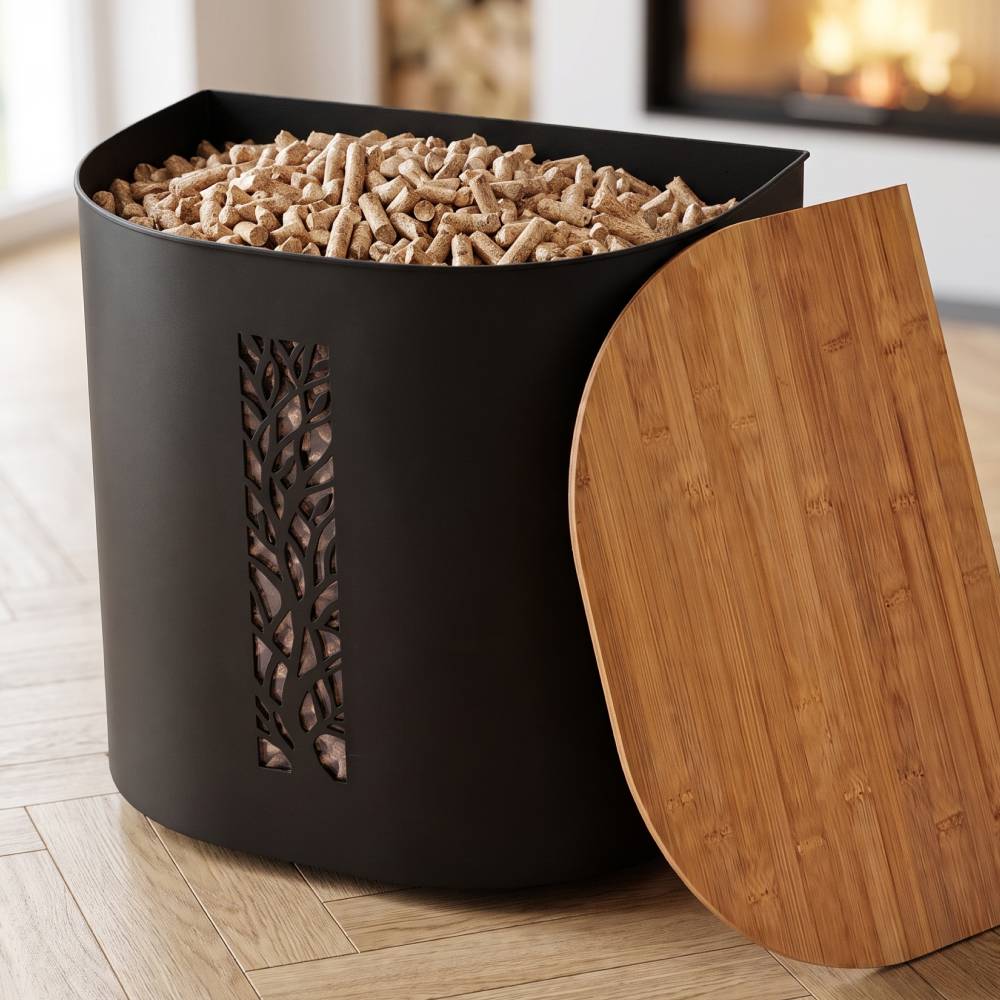 Réservoir Pellets & Granulés avec Roulettes, 30kg, Métal Noir CASABEL - Image 1