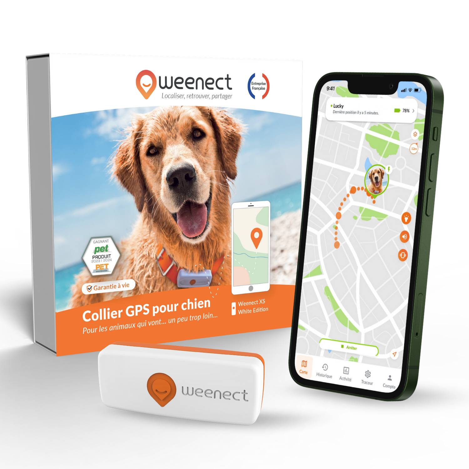 Weenect - Weenect XS - collier gps pour chien ( white edition) - Image 1