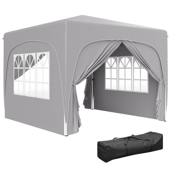 Sans Marque - Tonnelle de jardin pliante 3 x 3 m avec hauteur réglable, protection UPF 50+ et sac de transport, gris clair - Image 1