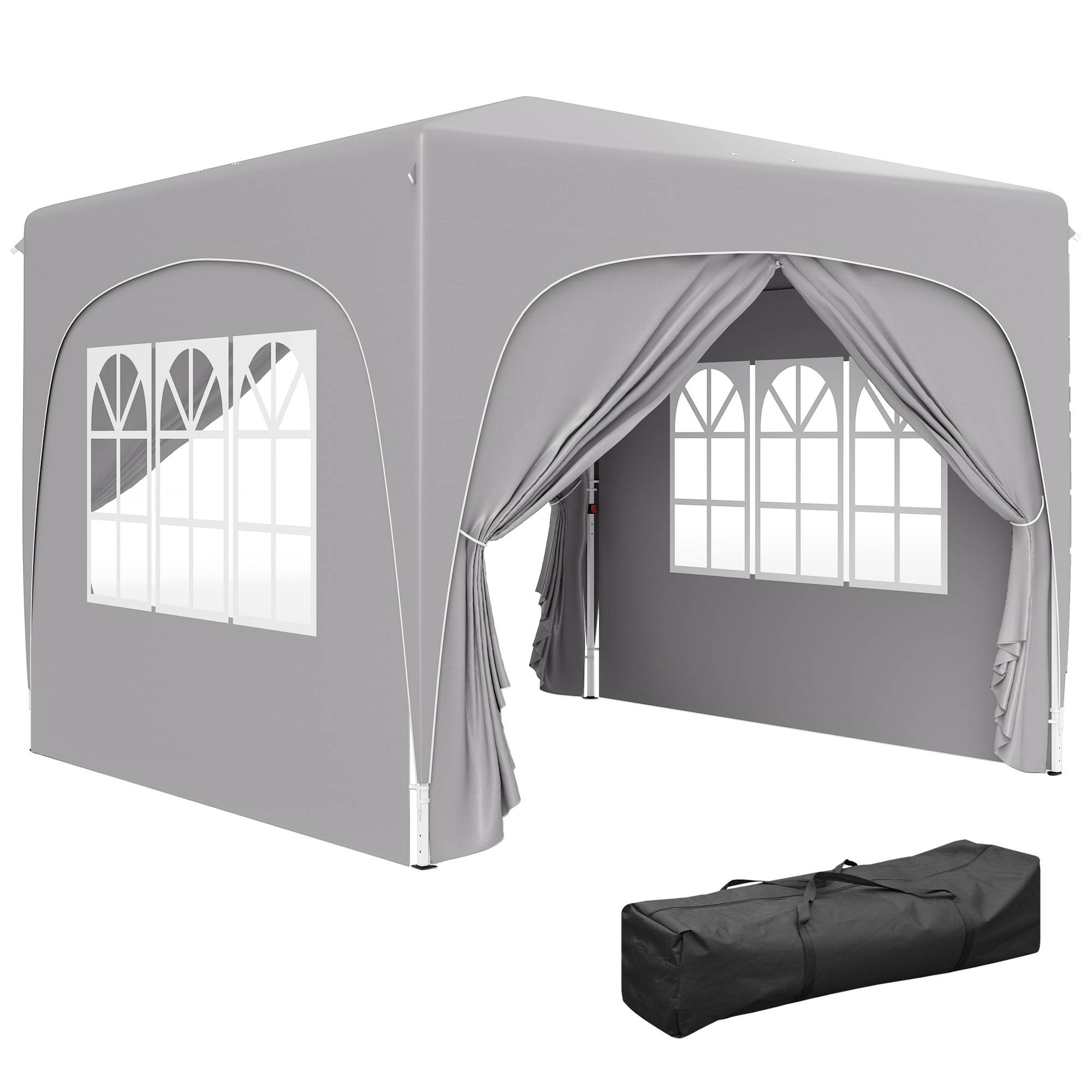 Sans Marque - Tonnelle de jardin pliante 3 x 3 m avec hauteur réglable, protection UPF 50+ et sac de transport, gris clair - Image 1
