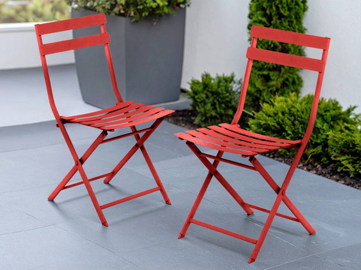 Hesperide - Lot de 2 Chaises de jardin métal pliante Greensboro Groseille - Hesperide - Image 2
