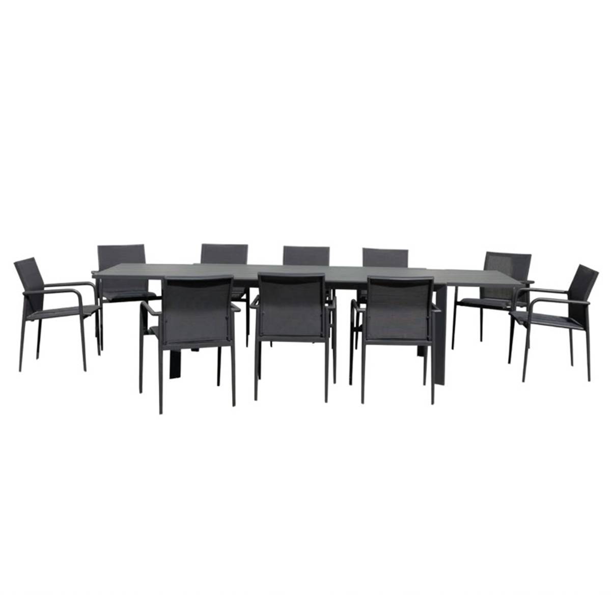 Ensemble 8/12p en full aluminium Gris avec 10 fauteuils MODULO - Image 1