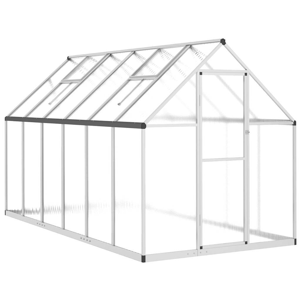 Serre de Jardin Aluminium Polycarbonate Fenêtre Toit 5,64m² 334x169cm Argent - ComfortXL Outdoor Living - Image 2