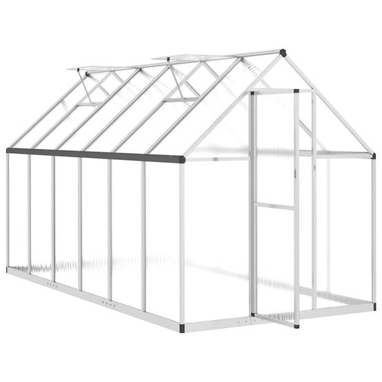 Serre de Jardin Aluminium Polycarbonate Fenêtre Toit 5,64m² 334x169cm Argent - ComfortXL Outdoor Living - Image 6