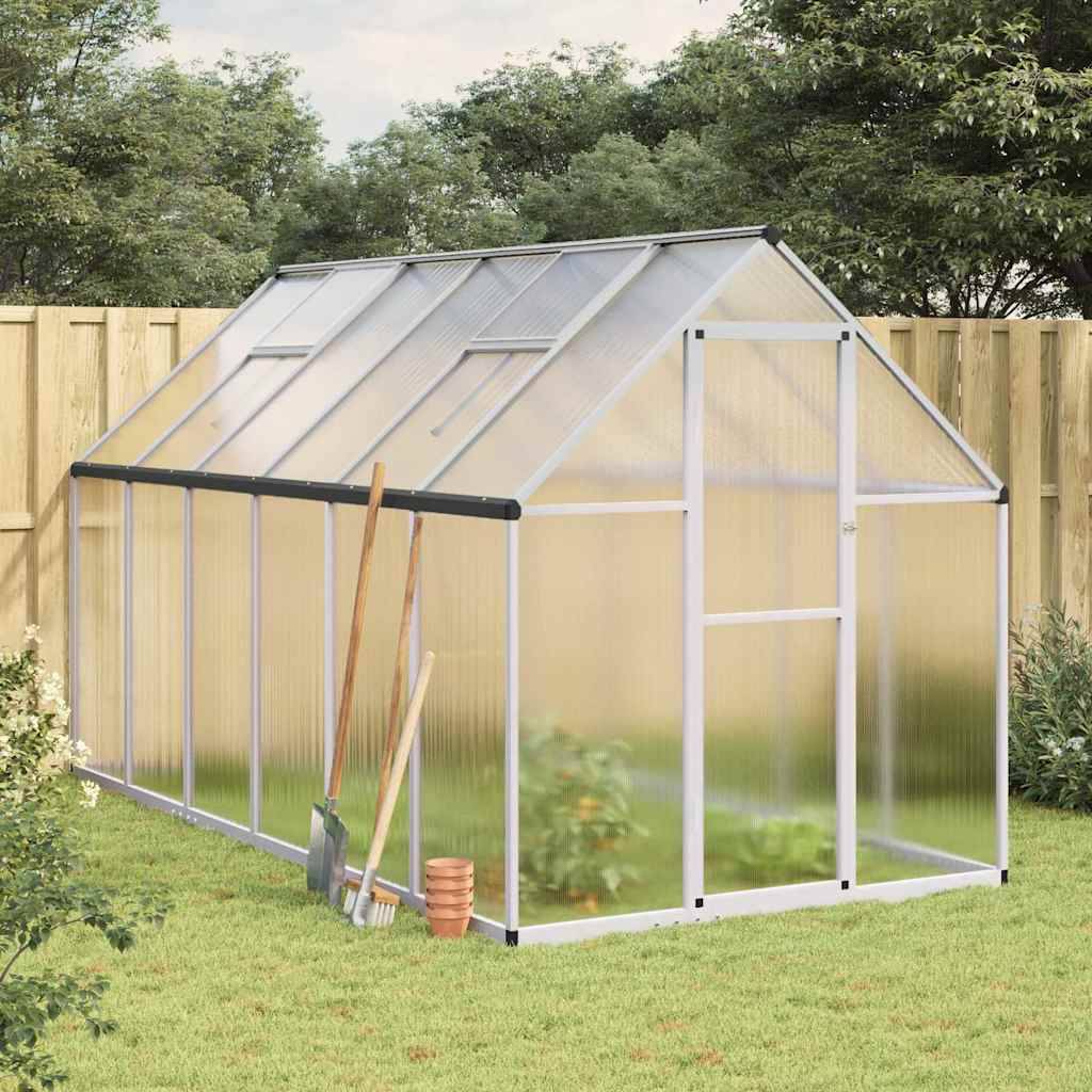 Serre de Jardin Aluminium Polycarbonate Fenêtre Toit 5,64m² 334x169cm Argent - ComfortXL Outdoor Living - Image 1