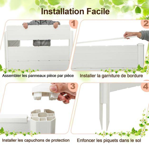 Helloshop26 - Clôtures de jardin 120 x 115 cm avec 5 piquets de sol clôture de confidentialité extérieur pour poubelle ou équipement de piscine blanc - Image 5