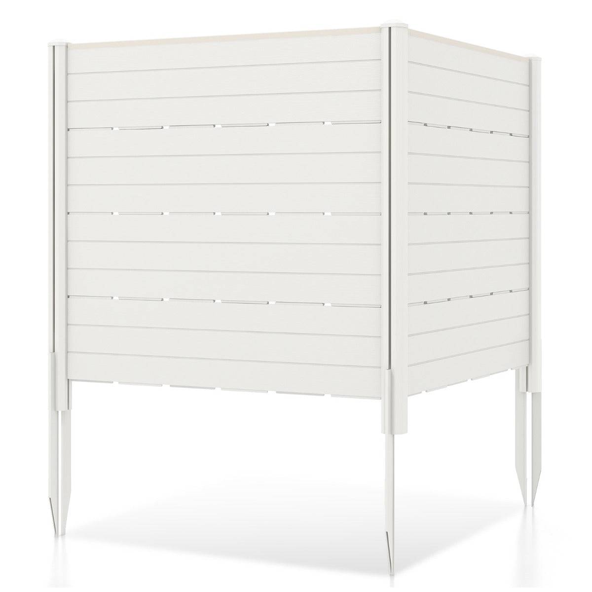 Helloshop26 - Clôtures de jardin 120 x 115 cm avec 5 piquets de sol clôture de confidentialité extérieur pour poubelle ou équipement de piscine blanc - Image 1