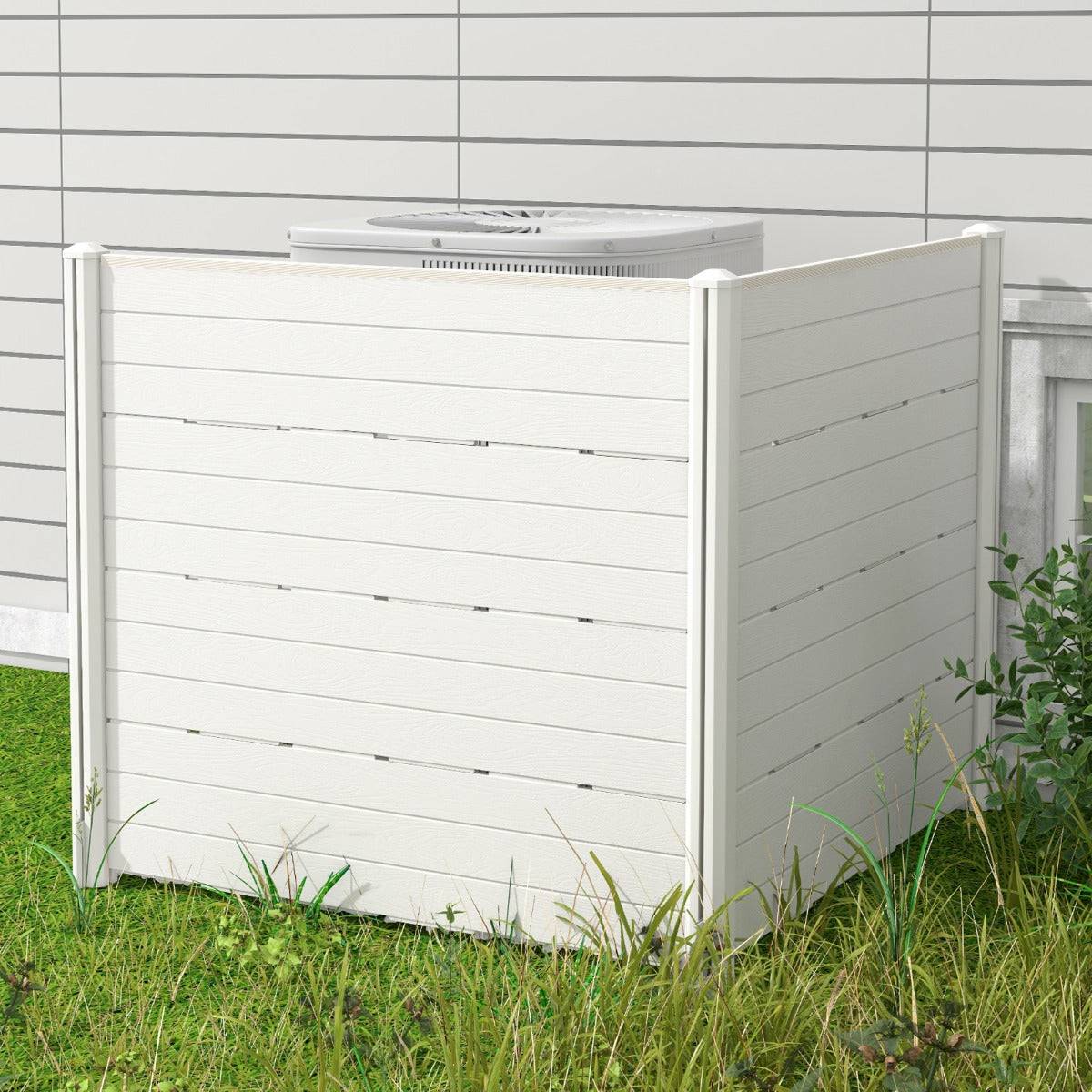 Helloshop26 - Clôtures de jardin 120 x 115 cm avec 5 piquets de sol clôture de confidentialité extérieur pour poubelle ou équipement de piscine blanc - Image 2