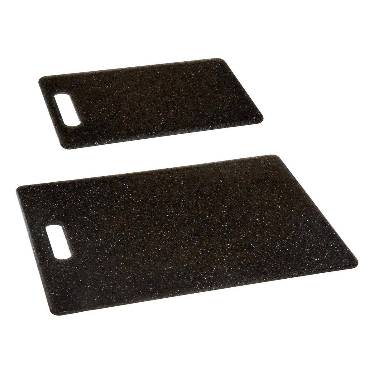 Lot de 2 Planches à Découper "Effet Pierre" 36cm Noir