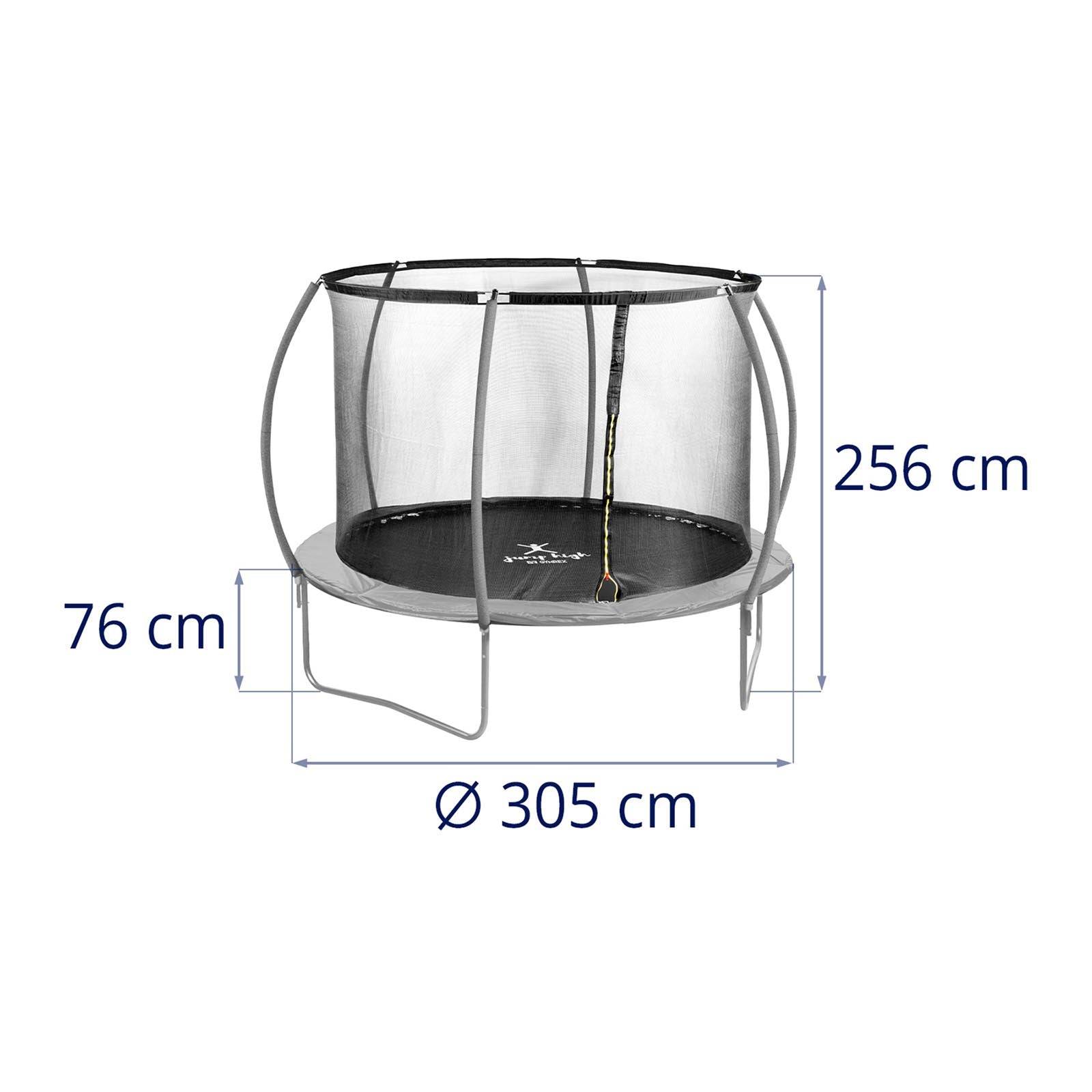 Helloshop26 - Trampoline de jardin - diamètre 305 x 180 cm - 100 kg - filet de sécurité - noir/gris - Image 5