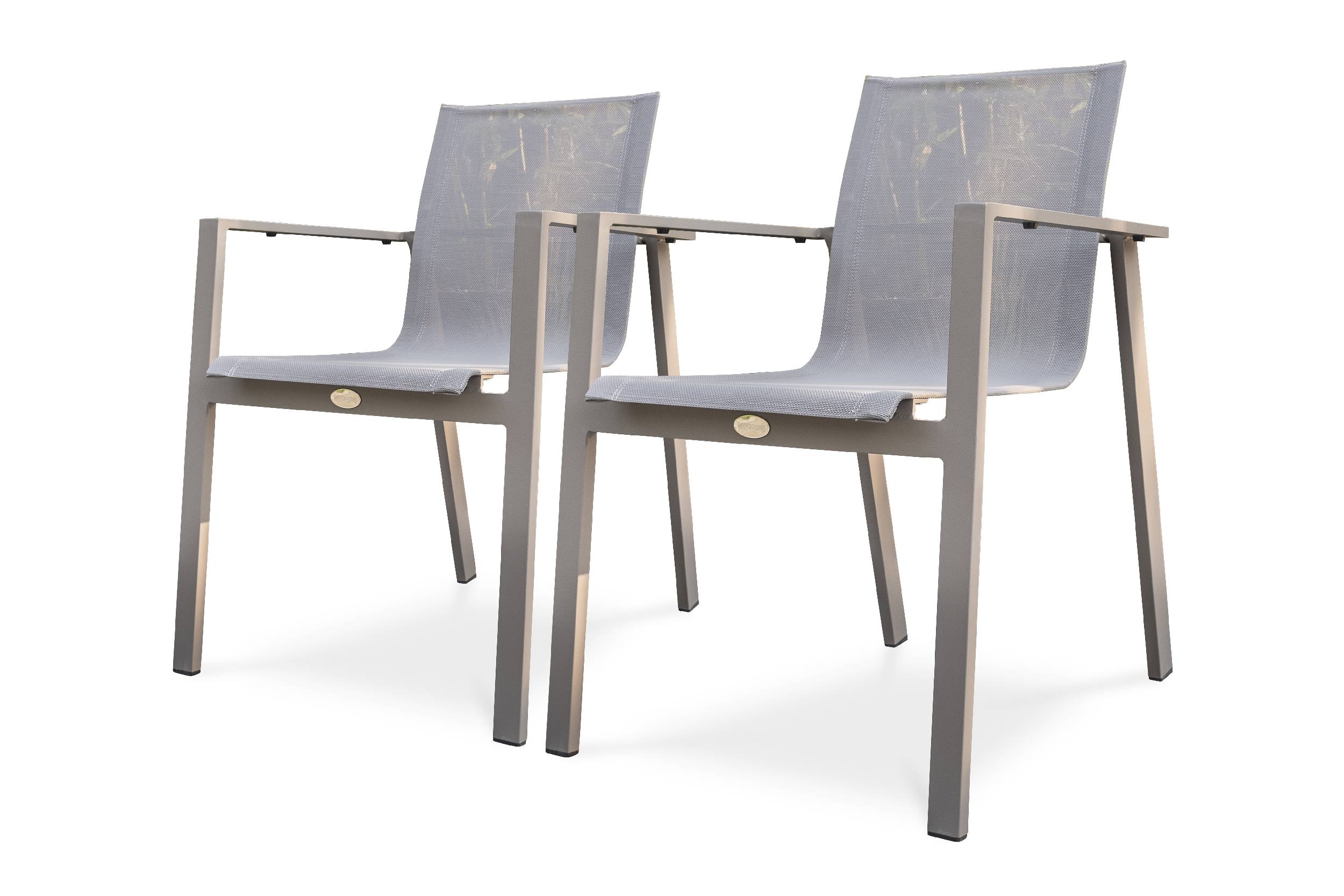 Dcb Garden - Lot de 2 fauteuils de jardin ZAHARA en aluminium et textilène taupe - DCB GARDEN - Image 5