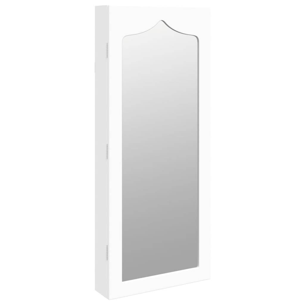 Miroir Murale avec rangement - Armoire à bijoux avec miroir blanc 37,5x10x90 cm PC160 - Image 1