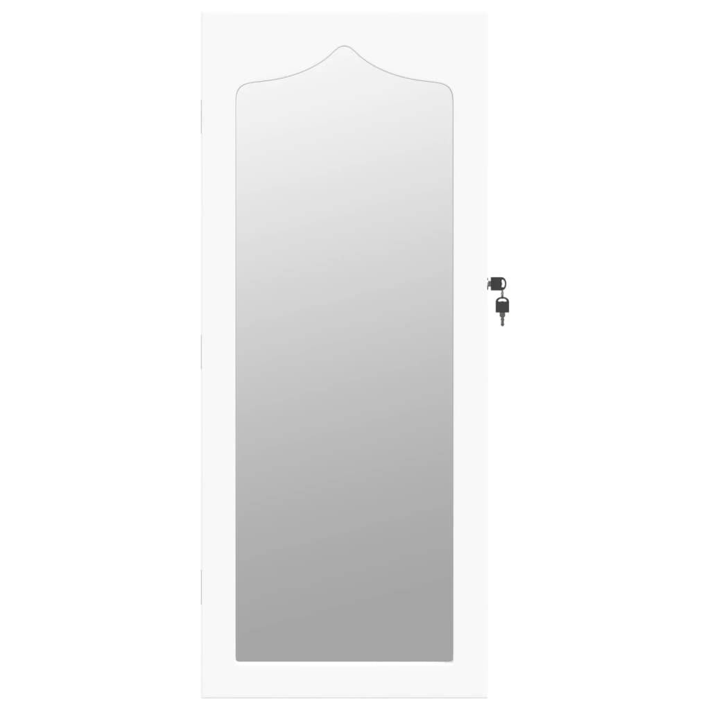 Miroir Murale avec rangement - Armoire à bijoux avec miroir blanc 37,5x10x90 cm PC160 - Image 4