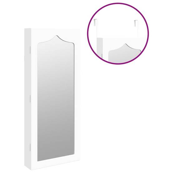 Miroir Murale avec rangement - Armoire à bijoux avec miroir blanc 37,5x10x90 cm PC160 - Image 9