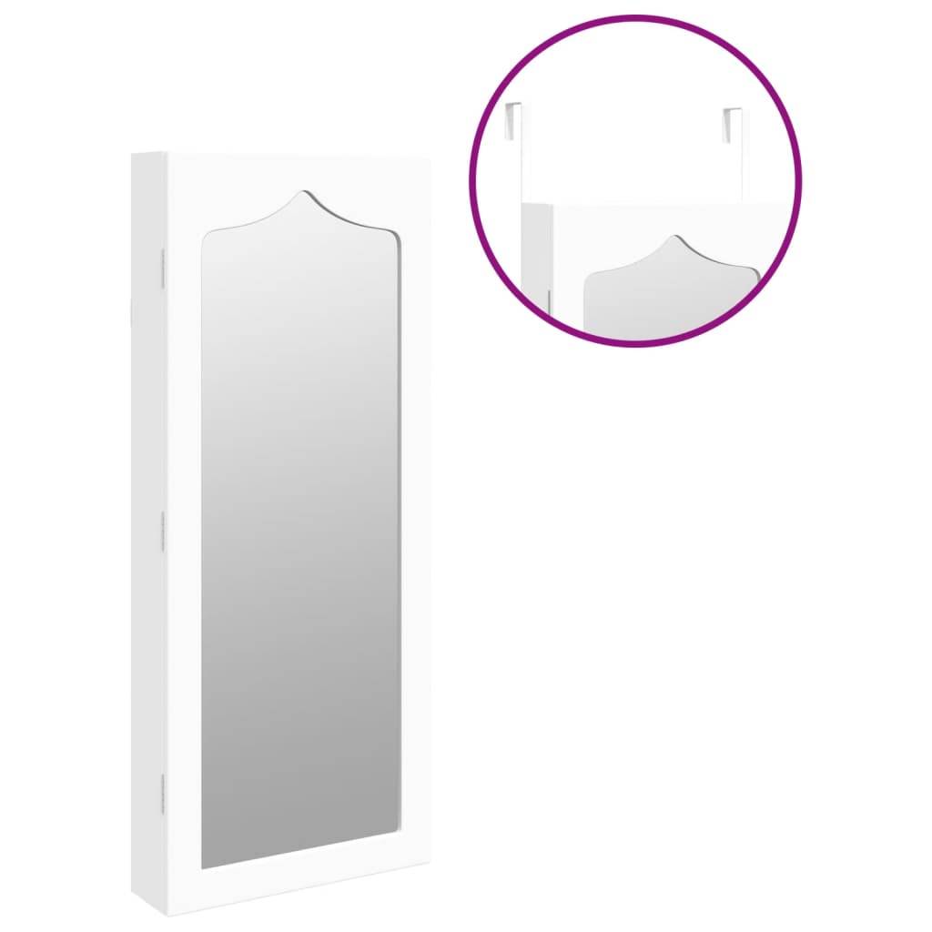 Miroir Murale avec rangement - Armoire à bijoux avec miroir blanc 37,5x10x90 cm PC160 - Image 9