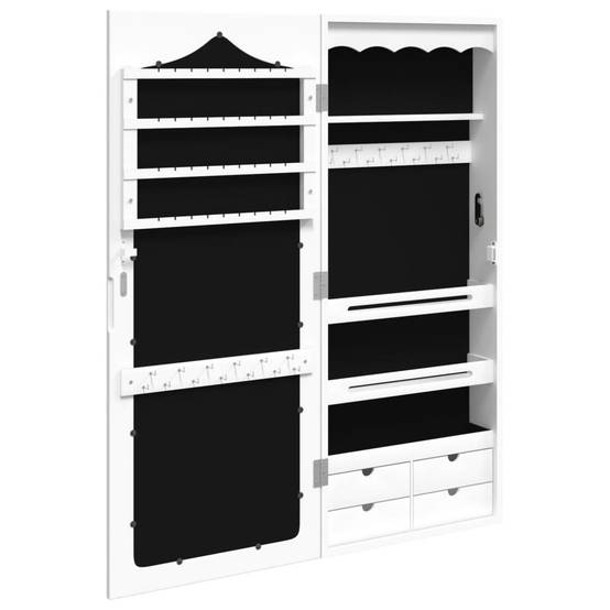 Miroir Murale avec rangement - Armoire à bijoux avec miroir blanc 37,5x10x90 cm PC160 - Image 5