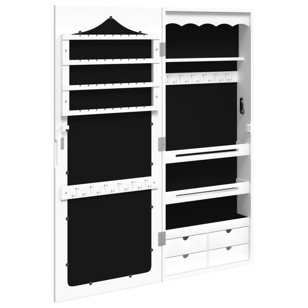 Miroir Murale avec rangement - Armoire à bijoux avec miroir blanc 37,5x10x90 cm PC160 - Image 5