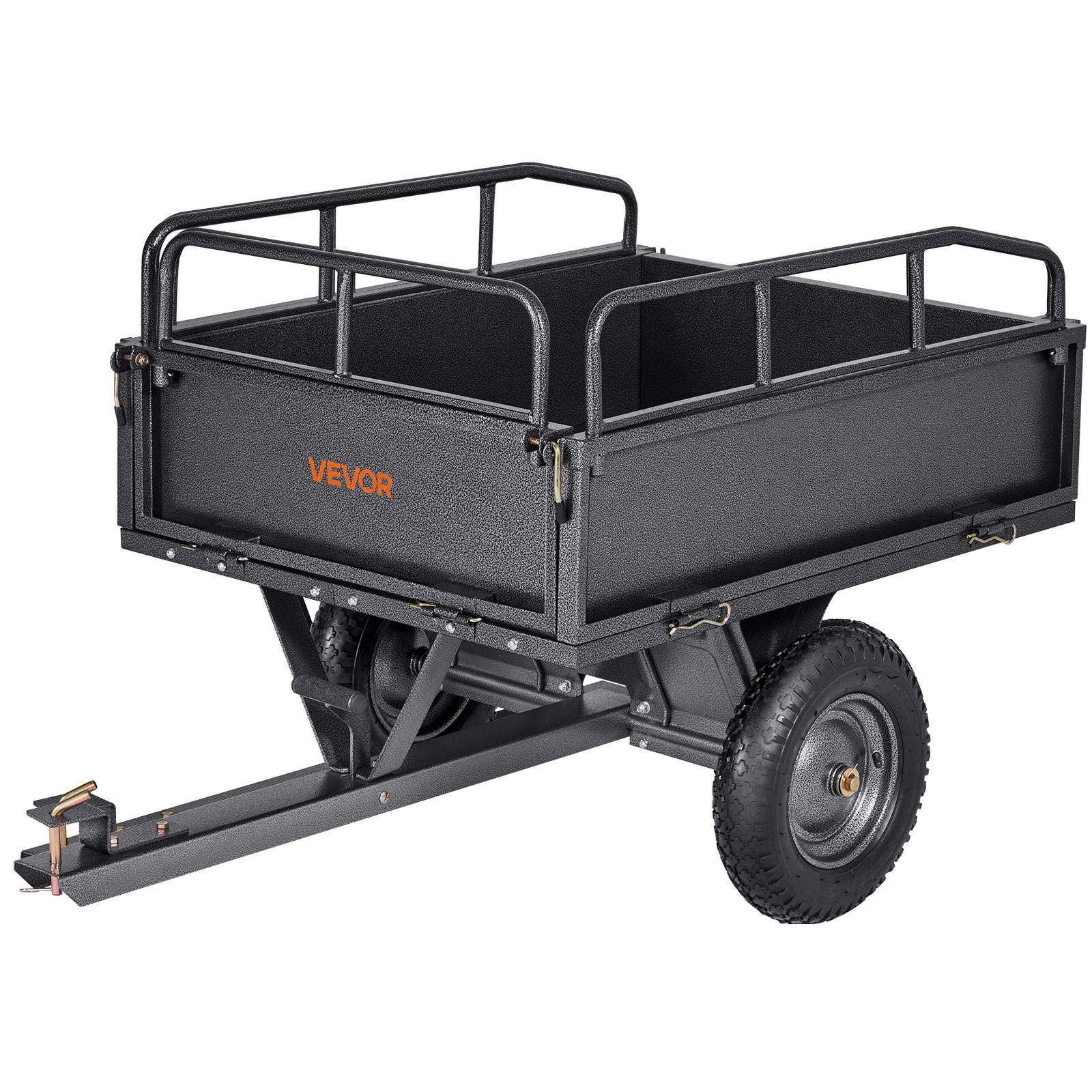 VEVOR Remorque benne basculante 283 L, tracteur tondeuse jardin acier, capacité 226,8 kg. - Image 1