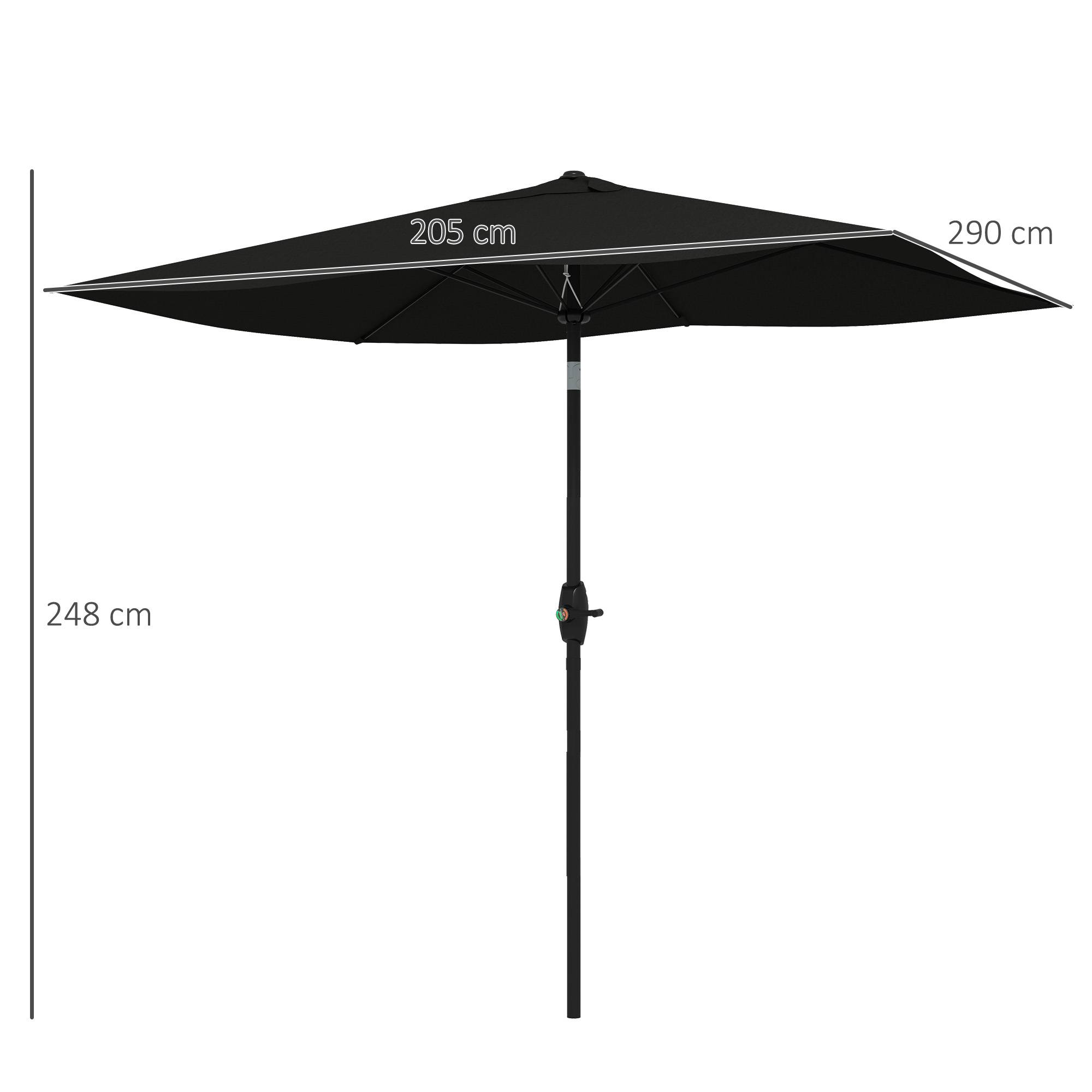 Parasol rectangulaire inclinable avec manivelle en aluminium et polyester noir 290 x 200 x 248 cm - PANGIVO - Image 5