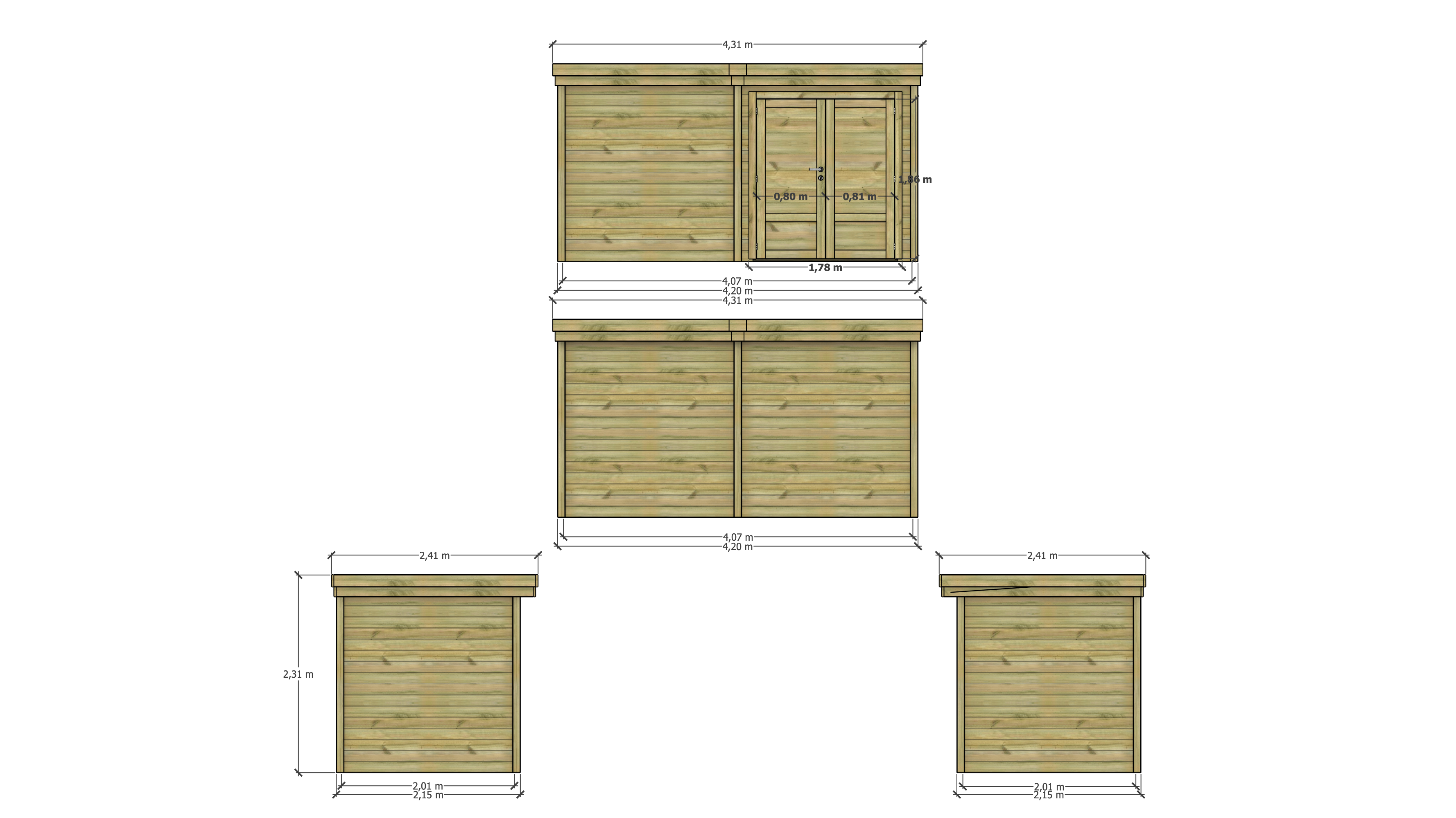 Abri Français - ABRI DE JARDIN bois Pin traité autoclave 27mm - 4,195x2,14m / 9m2 - Bac acier - Abri Français - Image 4