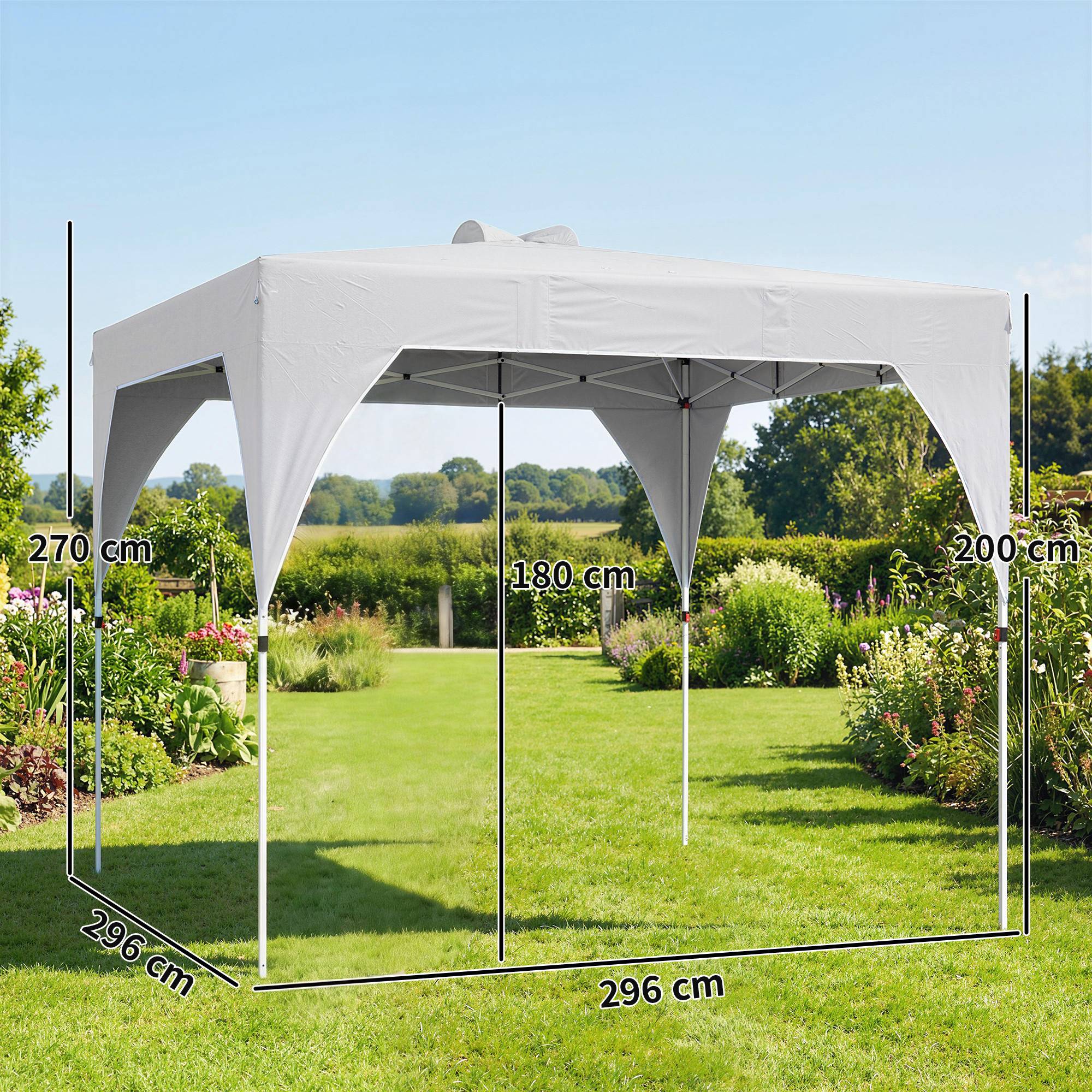 Tonnelle pliante 3x3m aérations sacs lestage sac transport Oxford métal gris foncé - Image 5