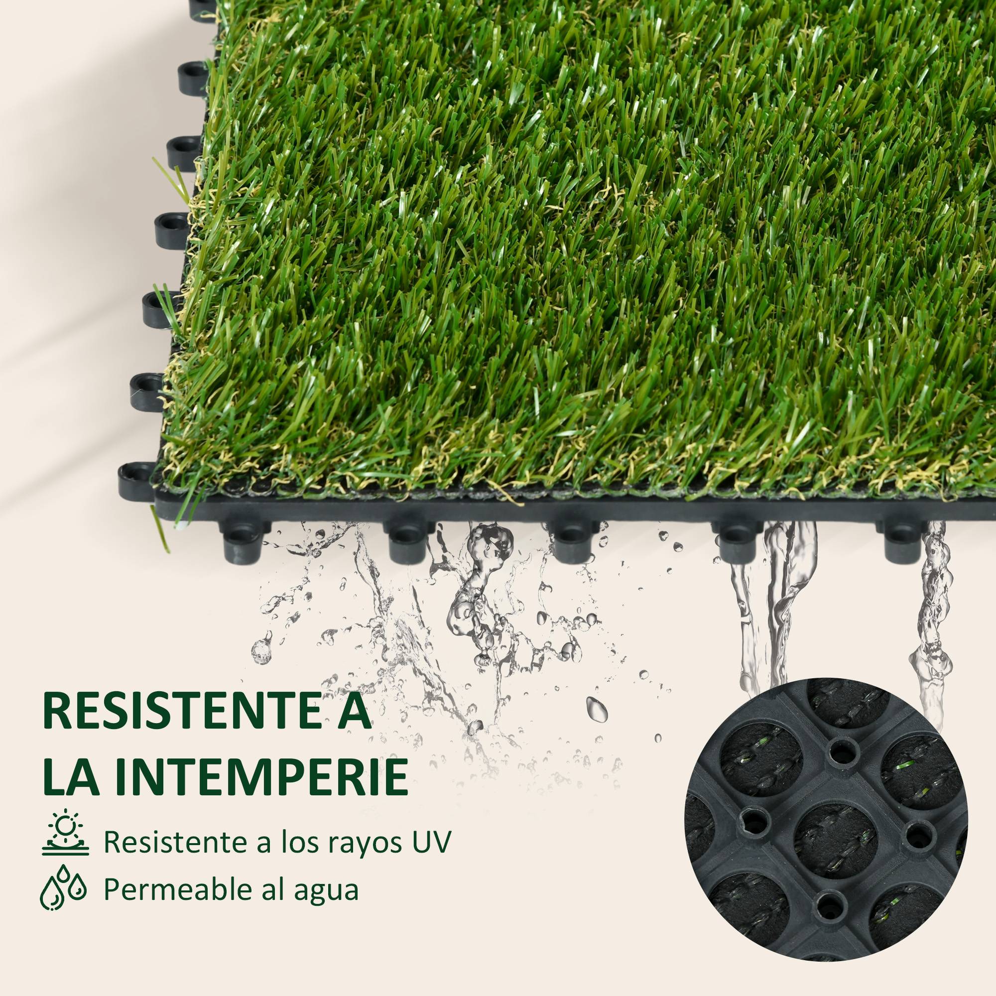 ComfortXL - Dalles gazon synthétique vert foncé 30 x 30 cm lot de 10 pour balcon terrasse - ComfortXL Outdoor Living - Image 7