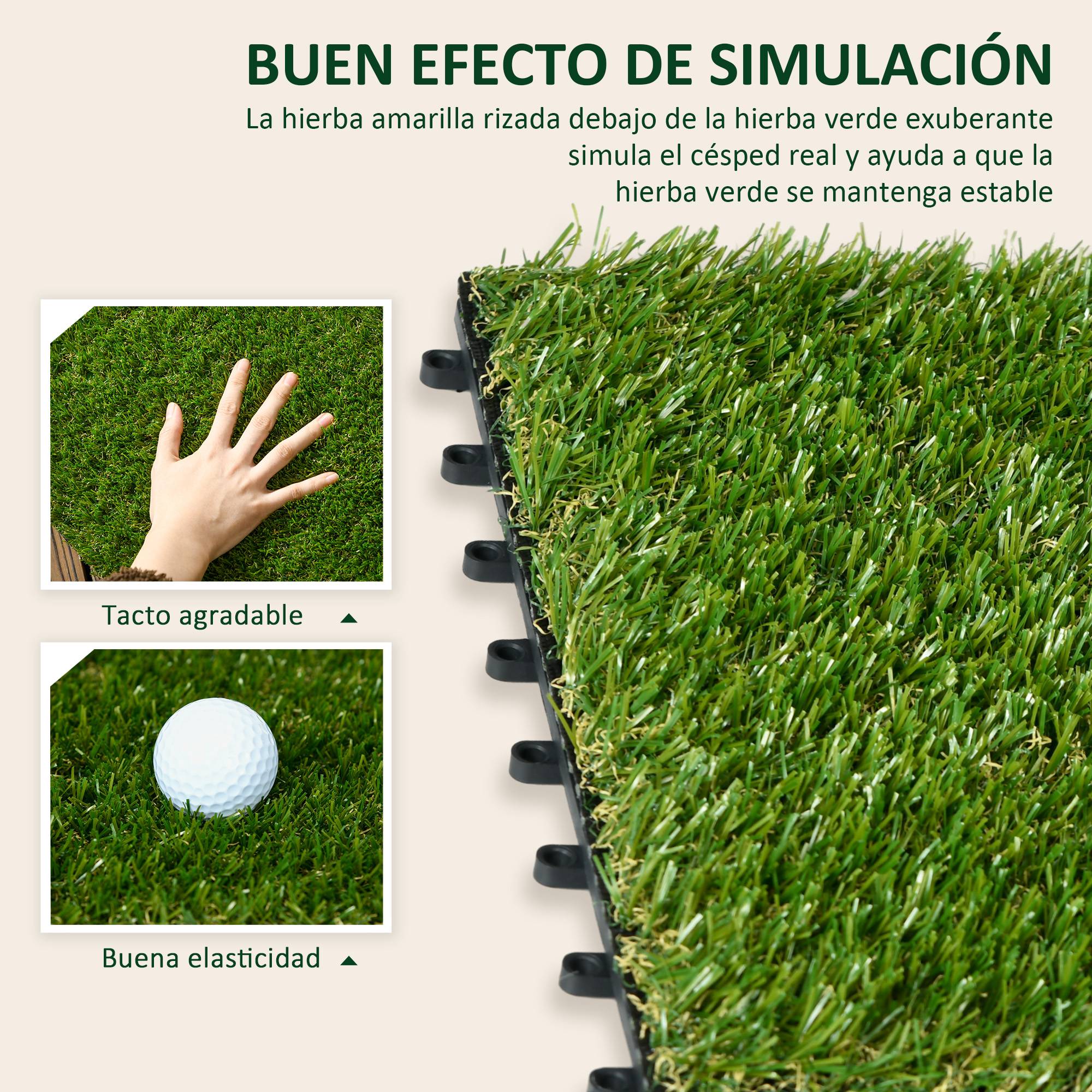 ComfortXL - Dalles gazon synthétique vert foncé 30 x 30 cm lot de 10 pour balcon terrasse - ComfortXL Outdoor Living - Image 6