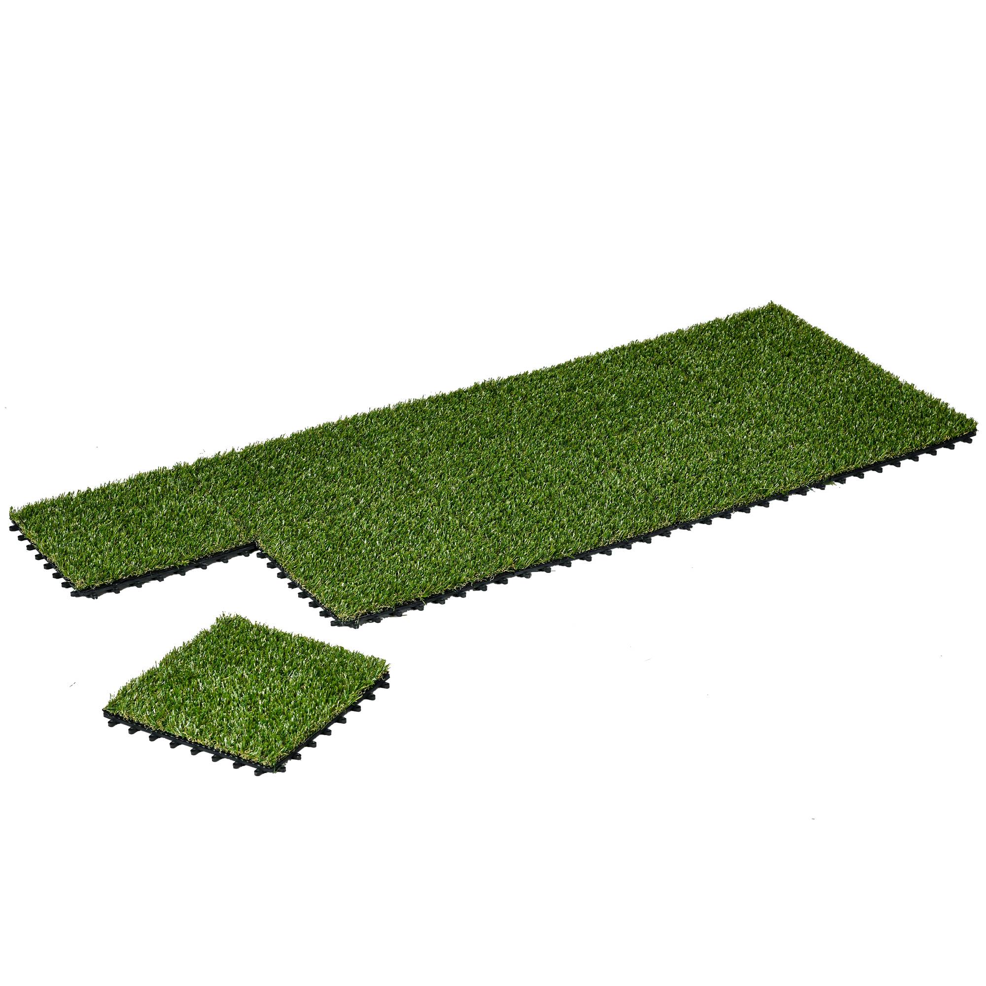 ComfortXL - Dalles gazon synthétique vert foncé 30 x 30 cm lot de 10 pour balcon terrasse - ComfortXL Outdoor Living - Image 2