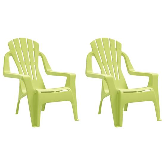 Lot de 2 Chaises de jardin pour enfants - Chaises d'extérieur - Fauteuils de jardin vert 37x34x44 cm PP - Image 1