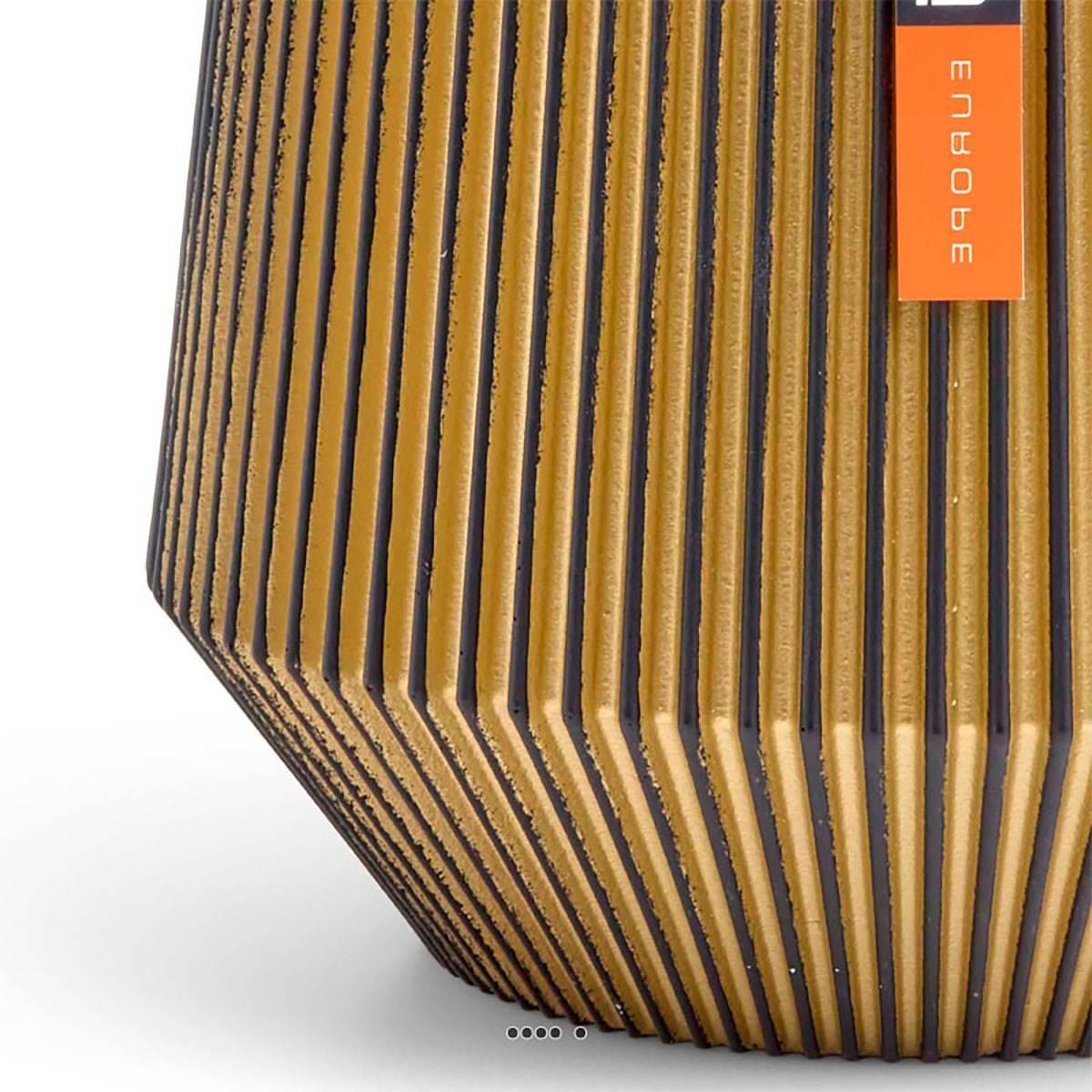 Artificielles - Superbe pot Groove doré forme géométrique en plastique H 37 x D 46 cm - dimhaut: H 37 cm - couleur: Doré - Image 2