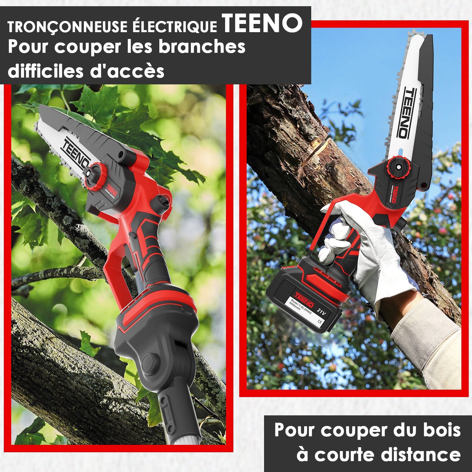 Teeno - Tronçonneuse électrique, sécateur électrique 2 en 1, tronçonneuse sans balais - Image 2