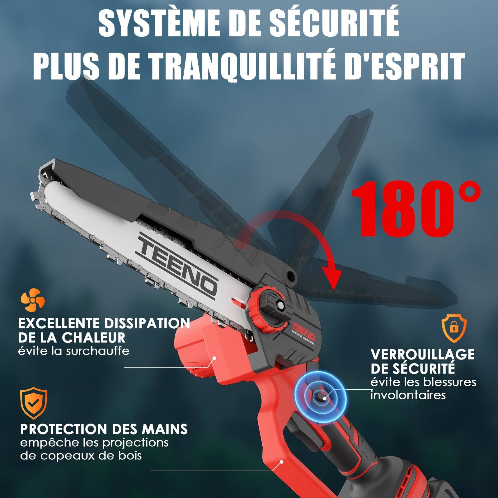 Teeno - Tronçonneuse électrique, sécateur électrique 2 en 1, tronçonneuse sans balais - Image 6