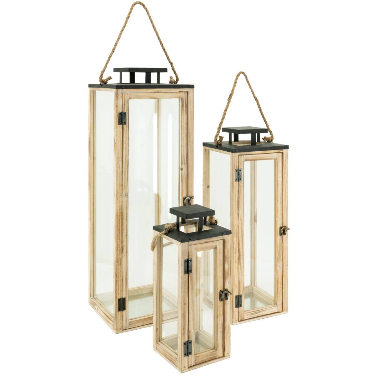 Aubry Gaspard - Lanternes en bois et métal (Lot de 3) - Image 1