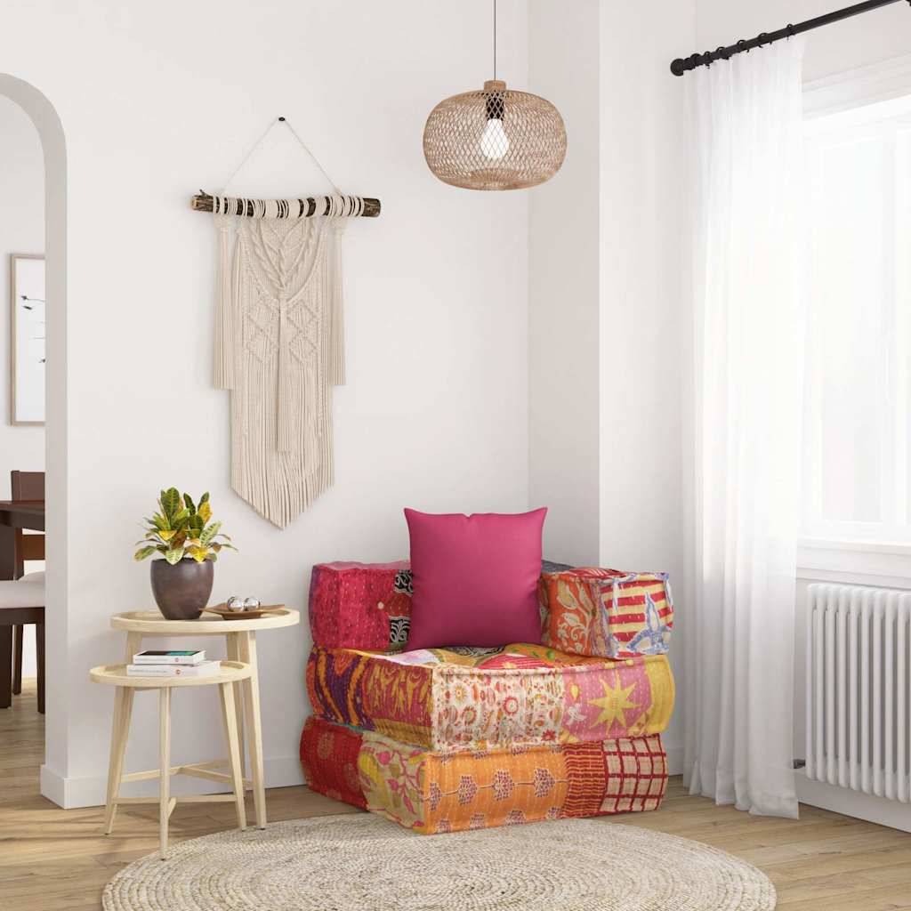 Pouf modulaire coton multicolore 70 x 70 x 56 cm - PANGIVO - Image 1