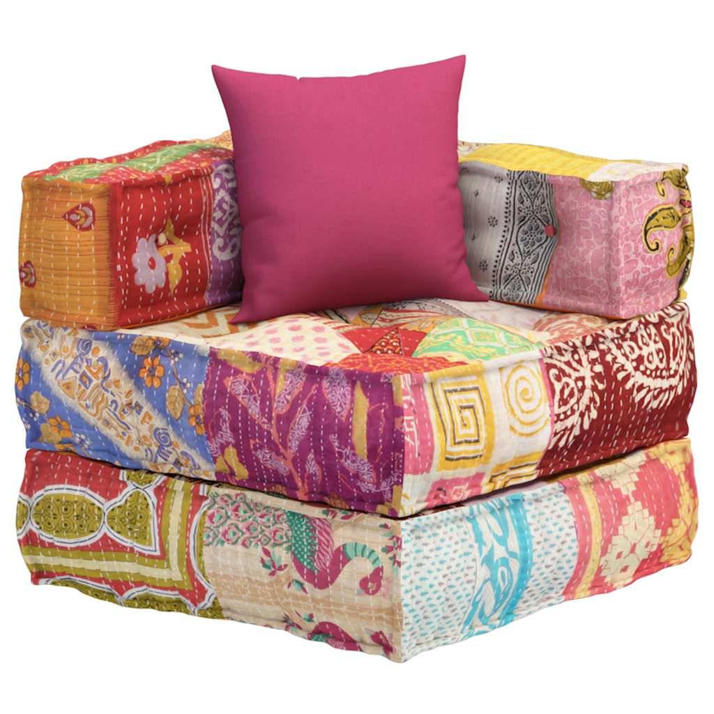 Pouf modulaire coton multicolore 70 x 70 x 56 cm - PANGIVO - Image 2