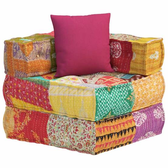 Pouf modulaire coton multicolore 70 x 70 x 56 cm - PANGIVO - Image 5