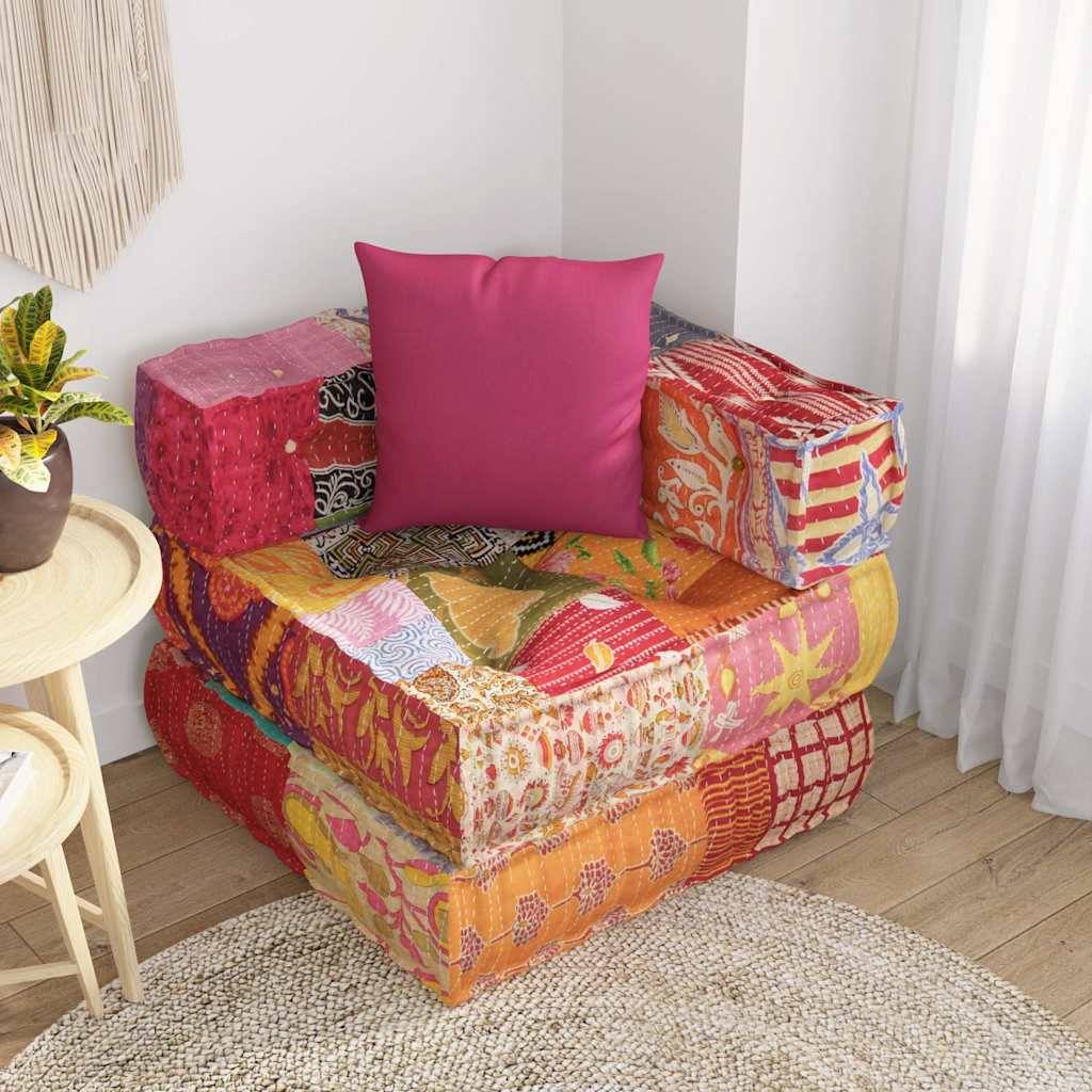 Pouf modulaire coton multicolore 70 x 70 x 56 cm - PANGIVO - Image 3