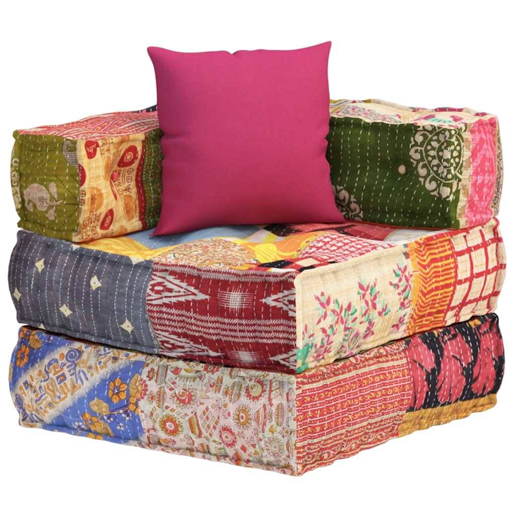 Pouf modulaire coton multicolore 70 x 70 x 56 cm - PANGIVO - Image 4