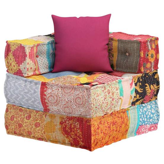 Pouf modulaire coton multicolore 70 x 70 x 56 cm - PANGIVO - Image 6