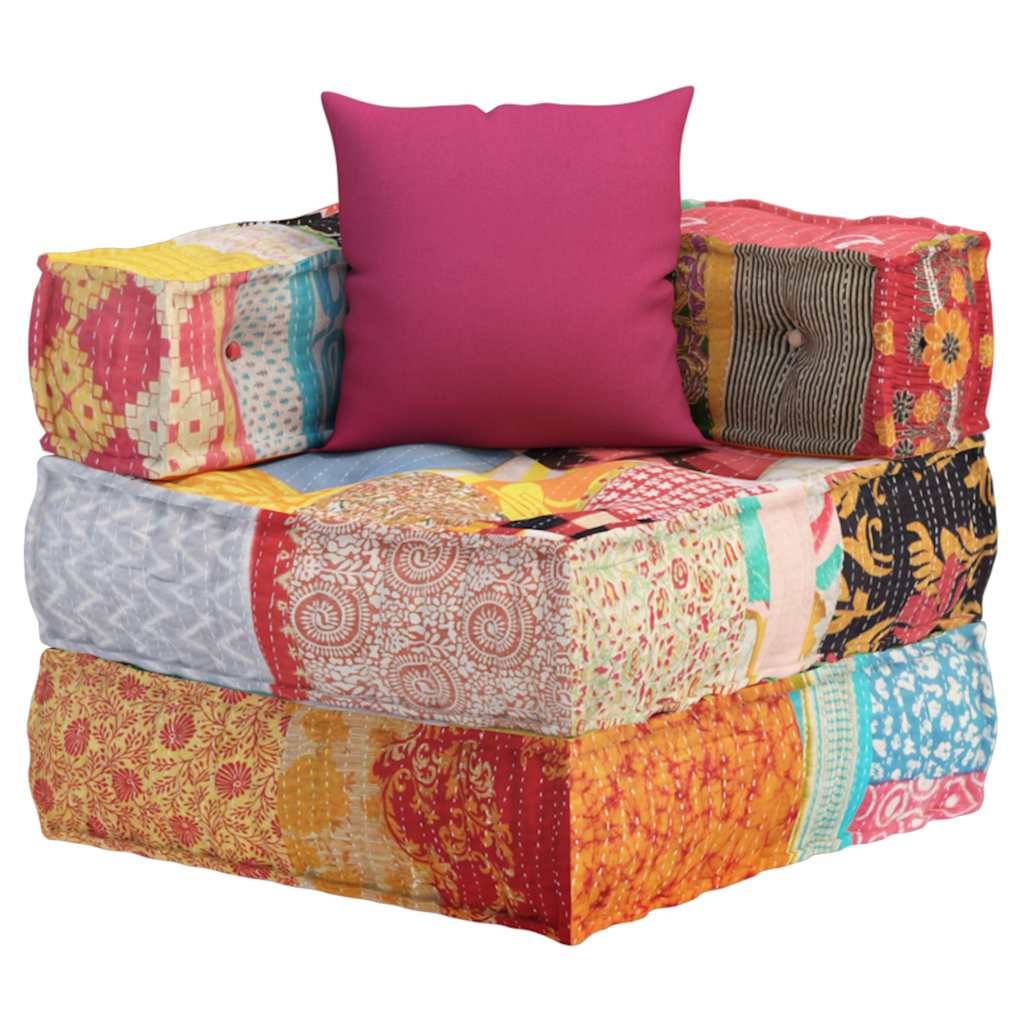 Pouf modulaire coton multicolore 70 x 70 x 56 cm - PANGIVO - Image 6