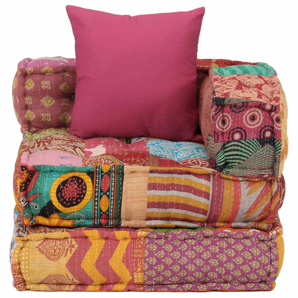 Pouf modulaire coton multicolore 70 x 70 x 56 cm - PANGIVO - Image 7