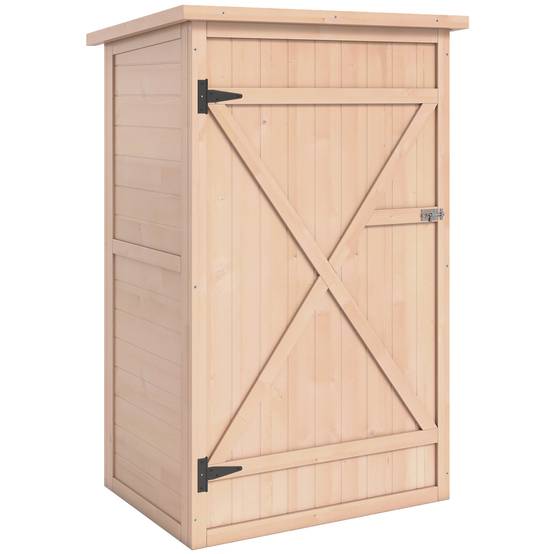 ComfortXL - Armoire de jardin en sapin 75 x 56 x 115 cm bois naturel rangement outils extérieur toit asphalté étanche - Image 10