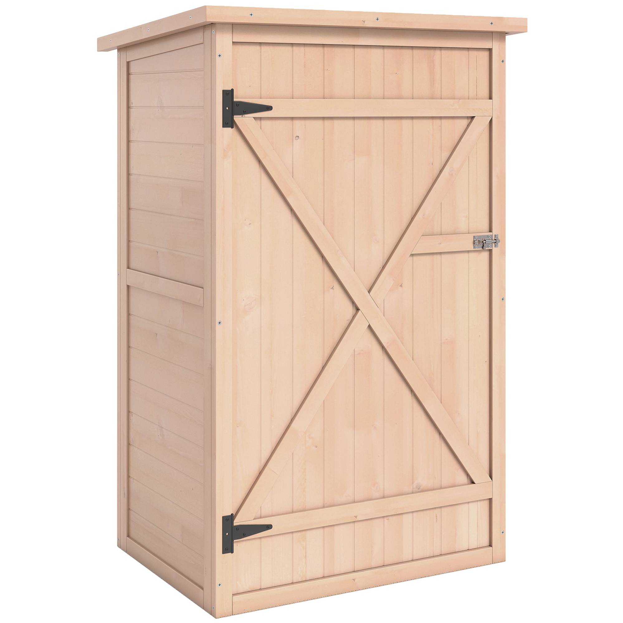 ComfortXL - Armoire de jardin en sapin 75 x 56 x 115 cm bois naturel rangement outils extérieur toit asphalté étanche - Image 10